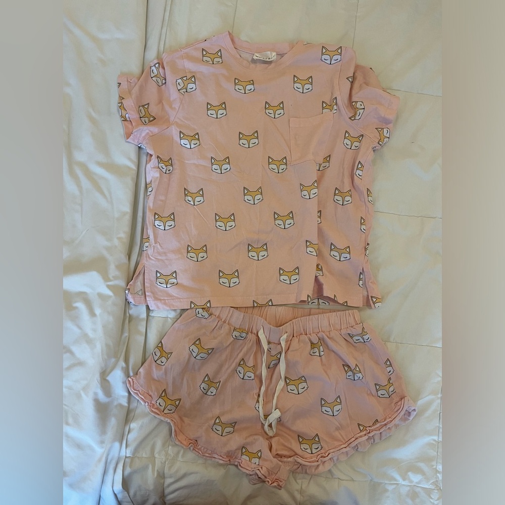 White Fox X Sarah’s Day pink fox shorts pjs.